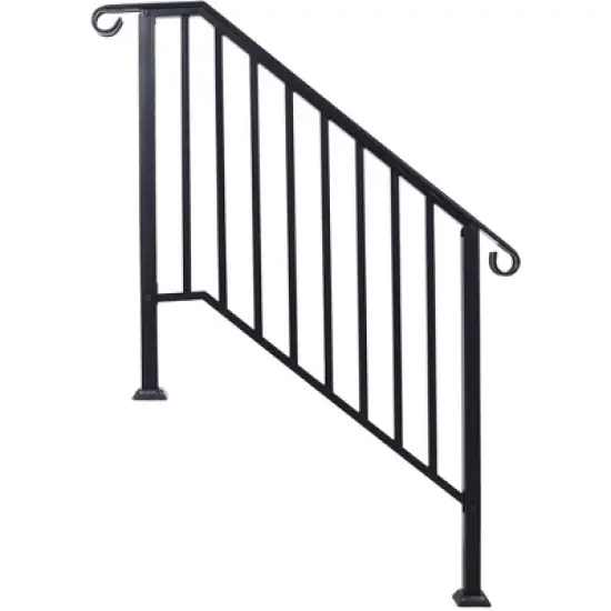 Outdoor Step Handrail, Outdoor Stair Handrail for Multiple Steps, Black Transitional Handrail for Concrete Steps or Wooden Stairs image {6}