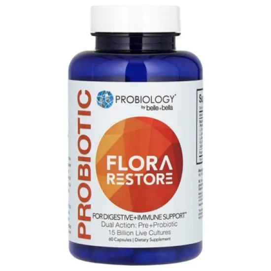 Belle+Bella Probiotic, Flora Restore, 15 Billion Live Cultures , 60 Capsules image {3}