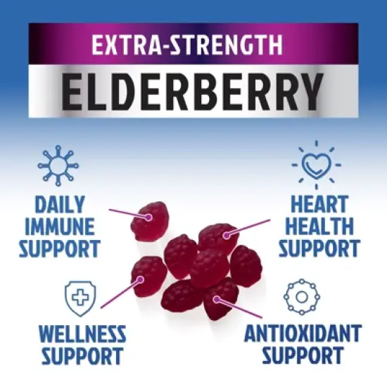 Immune Support Gummies, Sambucus Elderberry Gummy Elder Berry Extract, Zinc & Vitamin C, Vegan Immune Support - 60 Gummies By Nature's Nutrition image {4}