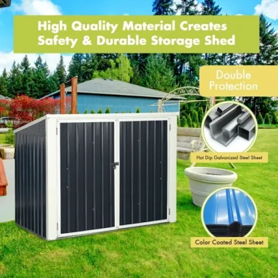 Costway 6x3FT Horizontal Storage Shed 68 Cubic Feet for Garbage Cans Tools Accessories image {3}