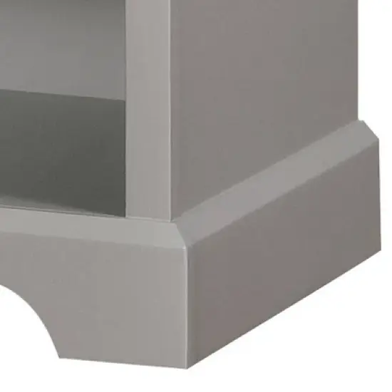 1 Drawer Transitional Wooden Nightstand with Open Compartment Gray - Benzara image {1}