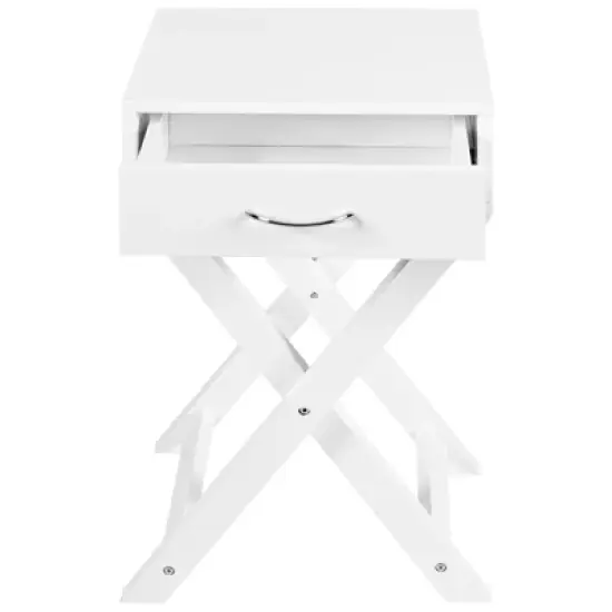 Tangkula Modern Versatile Nightstand X-shape Wooden End Table with Drawer Accent Side Table for Bedroom Black/White image {7}