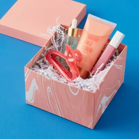 Small Square Box Marble pattern Peach Colorway - Spritz&trade; image {1}