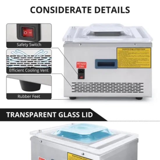 Vacuum Sealer, Professional Chamber Sealer - Automatic 10.2'' Width Stainless Steel Food Packaging Machine for Home & Commercial image {4}