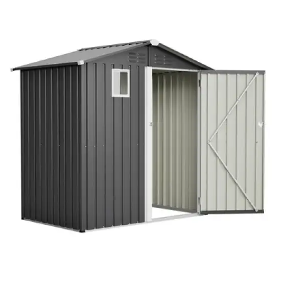 Hrinhom 73"W Metal Outdoor Storage Shed for Backyard Garden Patio Lawn image {9}