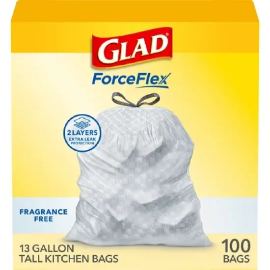 Glad ForceFlex Drawstring Fragrance Free Trash Bags - 13gal/100ct image {17}