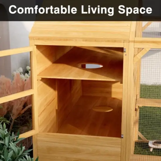 FUFU&GAGA Large Wooden Cattery Cat Enclosure Cat House with Multi - Level Space - Outdoor/Indoor Cat House with Secure Mesh image {7}
