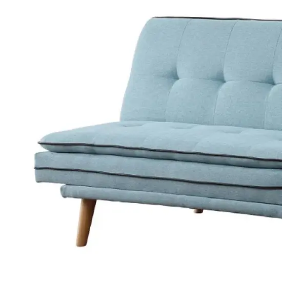 72" Savilla Sectional Sofa Blue Linen/Oak Finish - Acme Furniture image {1}