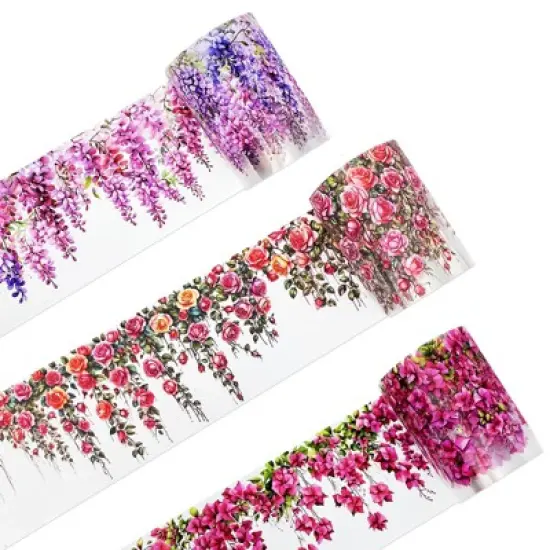 Wrapables Aesthetic Floral Vines PET Washi Tapes for Scrapbooking, Stationery, Journaling, Diary, Card Making (Set of 3) image {4}