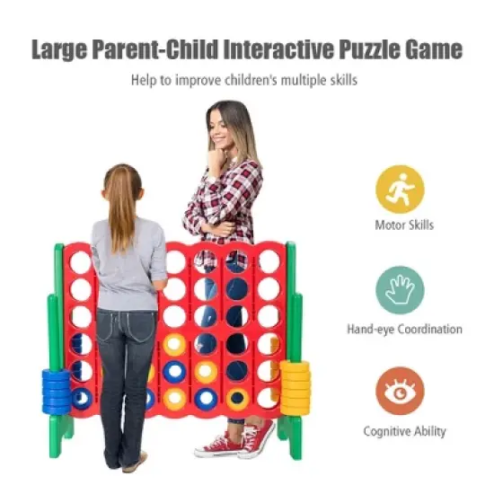 Costway Jumbo 4-to-Score 4 in A Row Giant Game Set for Family Red+Green image {6}