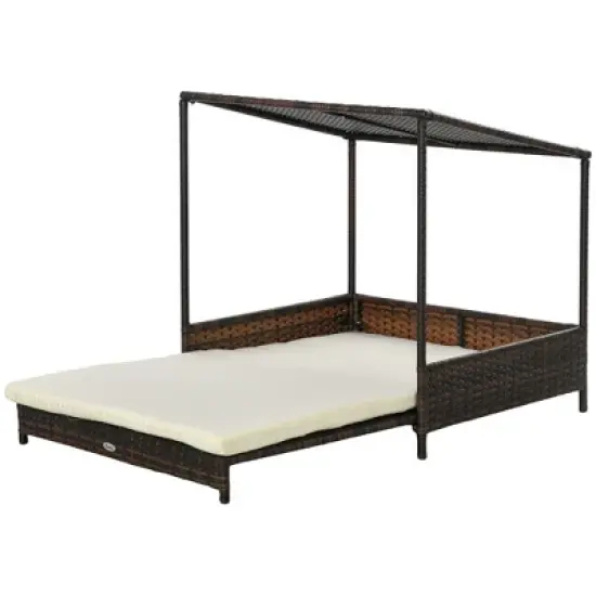 PawHut Wicker Dog House Elevated Raised Rattan Bed for Indoor/Outdoor with Removable Cushion Lounge image {3}