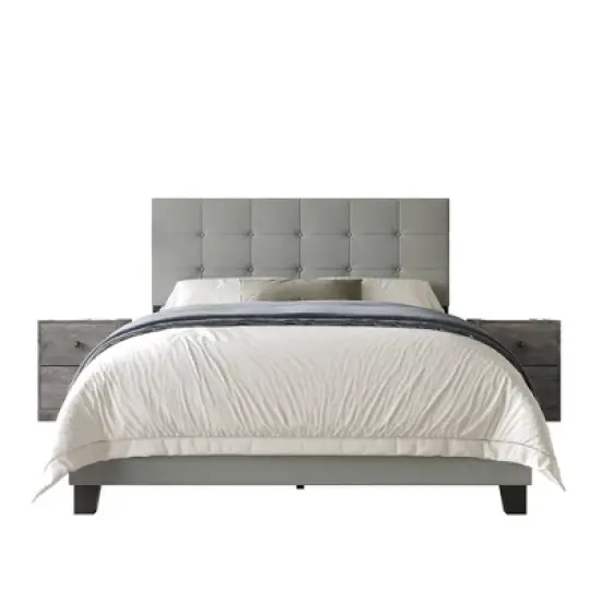 Home Design Sara Panel Bed with 2 Nightstands Gray image {3}