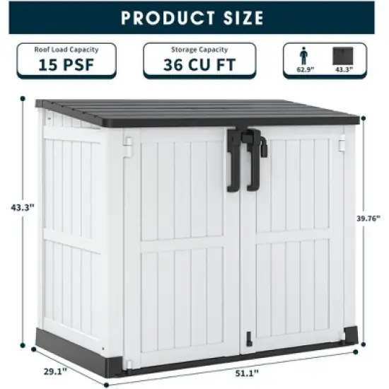 INFURNIC Deck Boxes, Extra-Large Deck Box with Lockable Storage, Waterproof Outdoor Storage Box for Patio, Garden, Pool, White, 51.1"*29.1"*43.3" image {3}