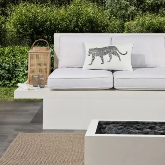 Mina Victory Outdoor Raised Print Leopard Lumbar Throw Pillow image {1}