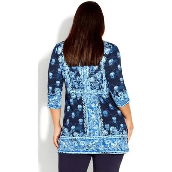 Women's Plus Size Treasured Placement Tunic - navy | AVENUE image {1}