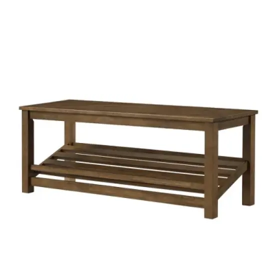 Modern Farmhouse Solid wood Shoe Storage Entry Bench Rustic Oak - Saracina Home image {5}