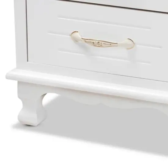 Layton Wood 3 Drawer Nightstand White - Baxton Studio image {8}