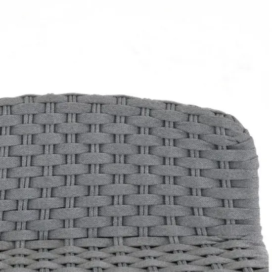 Solid Wood Counter Height Bistro Set X Base Table & Cord Cushioned Stools for Patio image {11}