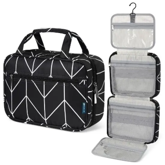 PAVILIA Hanging Toiletry Bag Travel Women Men, Foldable Cosmetic Organizer, Water Resistant Makeup Accessories Essentials Kit image {9}