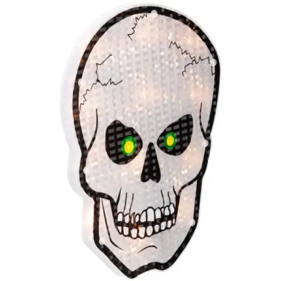 Northlight Lighted Holographic Halloween Skull Window Silhouette - 12" - Clear Lights image {4}