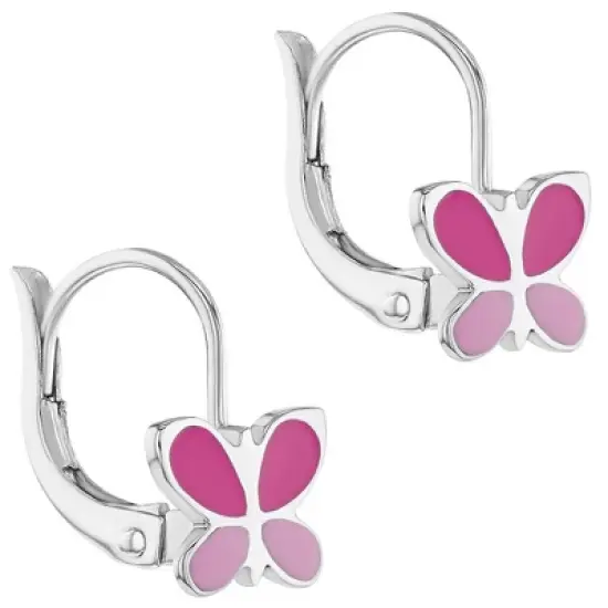 Girls' Fluttering Butterflies Lever Back Sterling Silver Earrings - In Season Jewelry image {1}