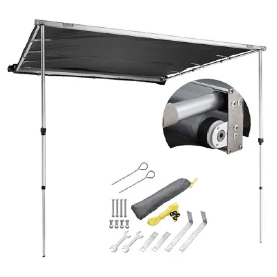 Yescom Semi-Automatic Retractable 6.6'x8.4' Vehicle Awning with Blackout Coating Motor Car Side Roof Rack Overlanding Sun Shade for  Outdoor Camping image {9}