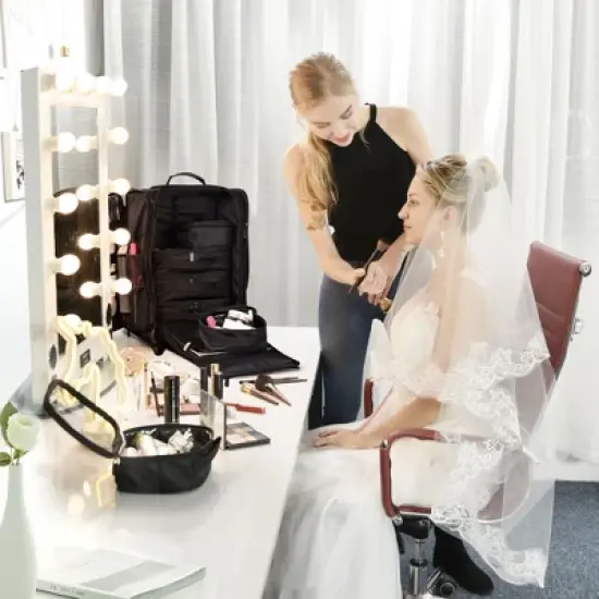 Byootique Rolling Makeup Case with Independent Travel Toiletry Bags Black image {2}