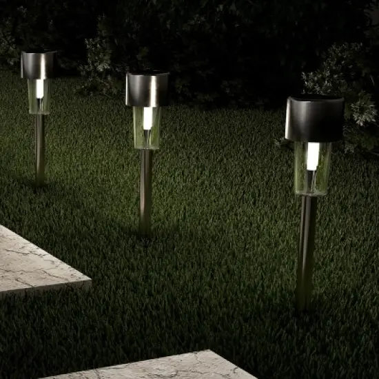 Nature Spring Solar Path Lights With Rechargeable Batteries - 12.2", Set of 12, Silver image {2}