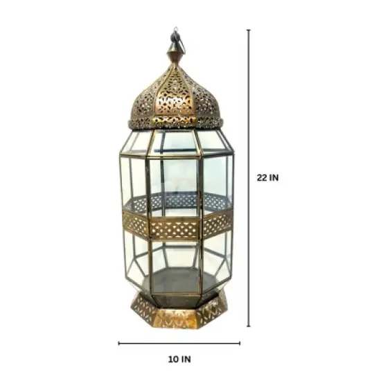 Essential Decor & Beyond 22" Moroccan Metal Hanging Lantern Decorative Accent image {7}