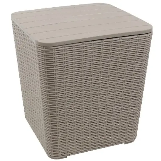 Sunnydaze Rattan Design Outdoor Side Table with Storage - 11.5-Gal. image {10}