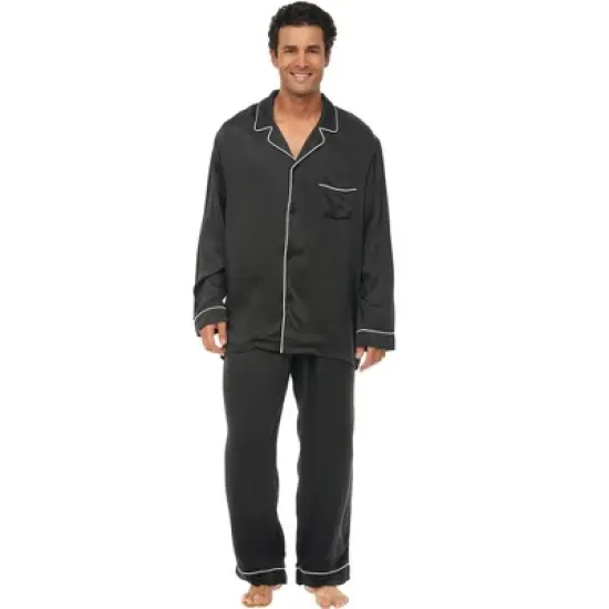 Lightweight Long Sleeve Pajamas Lounge Set, Button Up Shirt, Pants with Pockets, PJs for Men image {3}