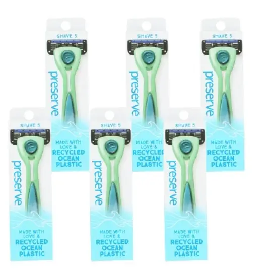 Preserve Green Shave 5 Razor Handle and 1 Blade - 6 ct image {5}