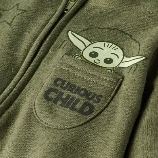 Baby Boys' 2pc Star Wars Baby Yoda Fleece Top and Bottom Set - Olive Green image {2}