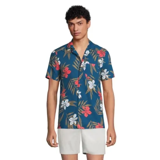 Lands' End Men's Traditional Fit Short Sleeve Camp Collar Hawaiian Shirt image {1}
