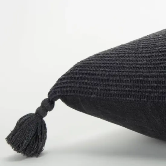 20"x20" Oversize Solid Striped Square Throw Pillow with Tassels Cover - Rizzy Home image {3}