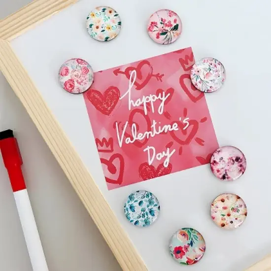 Wrapables Crystal Glass Magnets, Refrigerator Magnets for Office Whiteboards, Cabinets, Lockers (Set of 12), Flowers image {5}