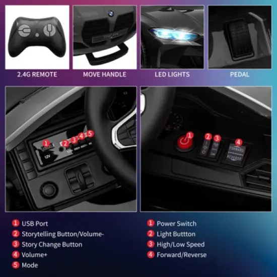 12V Electric Ride On Car, Sports Car for Kids Electric Vehicle, Power Wheels for Boys Girls, with Suspension System image {3}