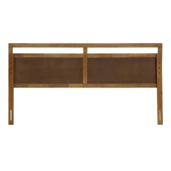 LuxenHome Farmhouse Double Panel Wood Headboard, King Brown image {8}