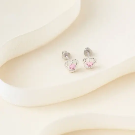 Girls' Miss Mouse Screw Back Sterling Silver Earrings - In Season Jewelry image {3}