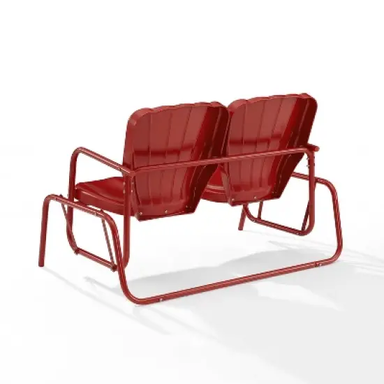 Ridgeland Outdoor Metal Loveseat Glider - Red - Crosley image {4}
