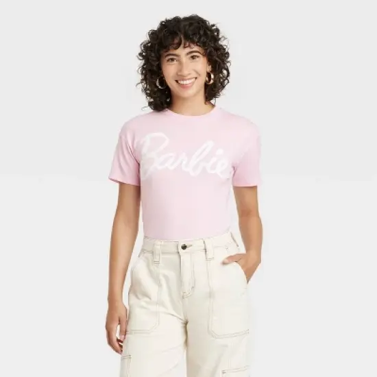 Women's Barbie Logo Classic Short Sleeve Graphic T-Shirt - Pink image {3}
