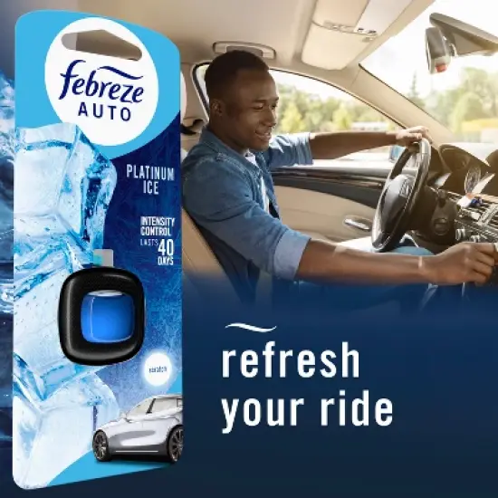 Febreze Car Auto Platinum Ice: Adjustable Scented Vent Clip Freshener, Phthalate-Free, Disposable, 40-Day Duration image {7}