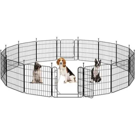 Yaheetech 24&Prime; Tall 16 Panels Foldable Panel Dog Playpen for Outdoor Indoor image {7}