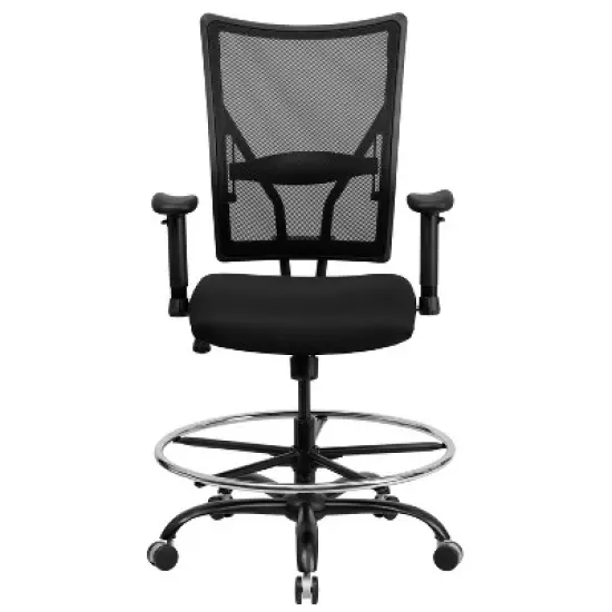 HERCULES Series 400 lb. Capacity Big & Tall Drafting Chair Black Mesh - Flash Furniture image {3}