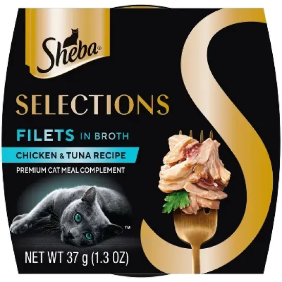 Sheba Selections Filets in Broth Complements Chicken and Tuna Flavor Wet Cat Food - 1.3oz image {11}
