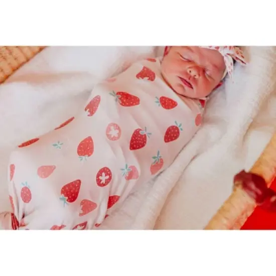 Copper Pearl Premium Knit Swaddle Blanket - Strawberry image {4}