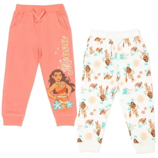 Disney Princess Moana Belle Rapunzel Jasmine Ariel Cinderella Girls 2 Pack Pants Little Kid to Big Kid image {8}