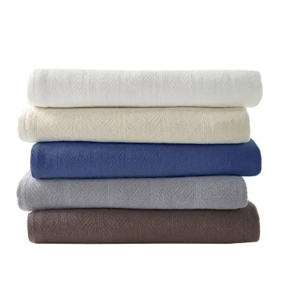 Herringbone Stripe Bed Blanket Blue - Eddie Bauer image {3}