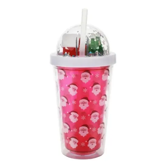 Christmas Snow Globe 16oz Double Wall Water Bottle with Straw image {1}