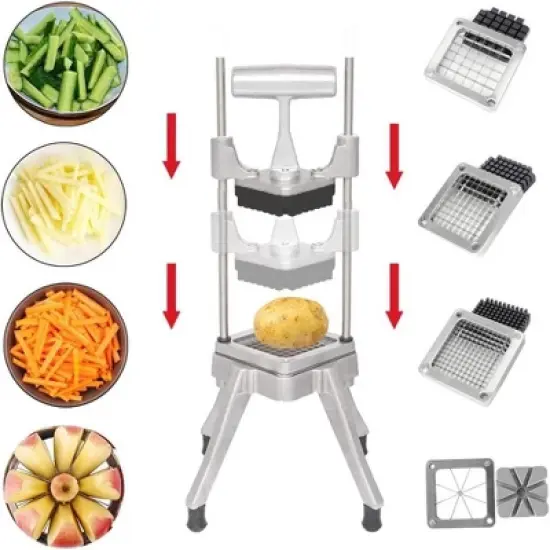 ROVSUN Commercial Vegetable Chopper French Fry Cutter with 1/2", 3/8", 1/4" & 8-Wedge Blades for Restaurant, Home & Kitchen image {4}